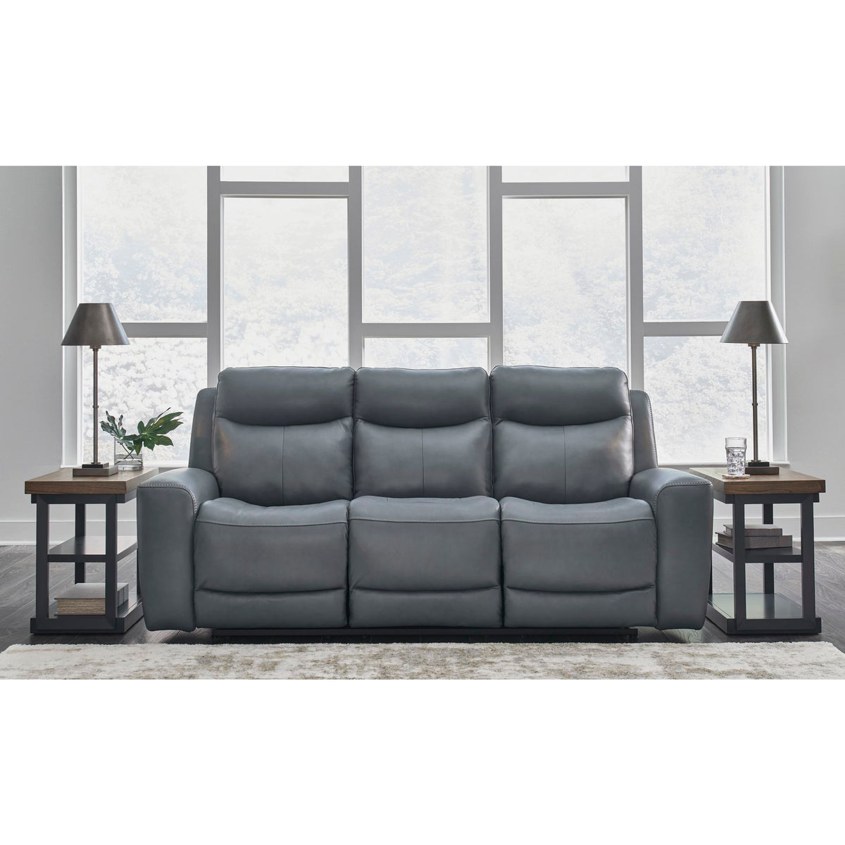 Mindanao Power Reclining Sofa with Headrest - Steel | Dufresne