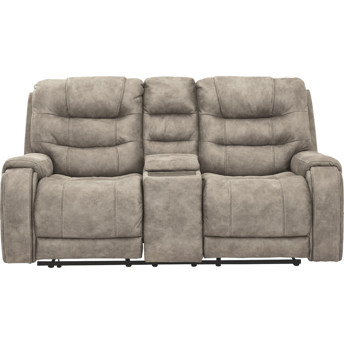 Yacolt Power Reclining Loveseat with Console Fog Dufresne Furniture