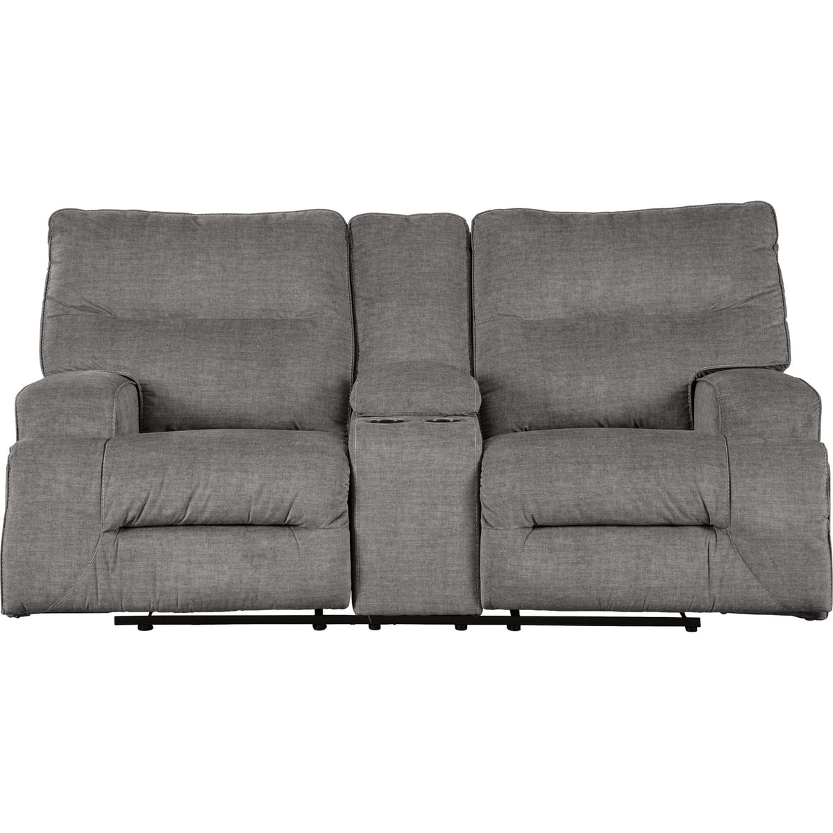 Coombs Reclining Loveseat with Console Charcoal Dufresne Furniture