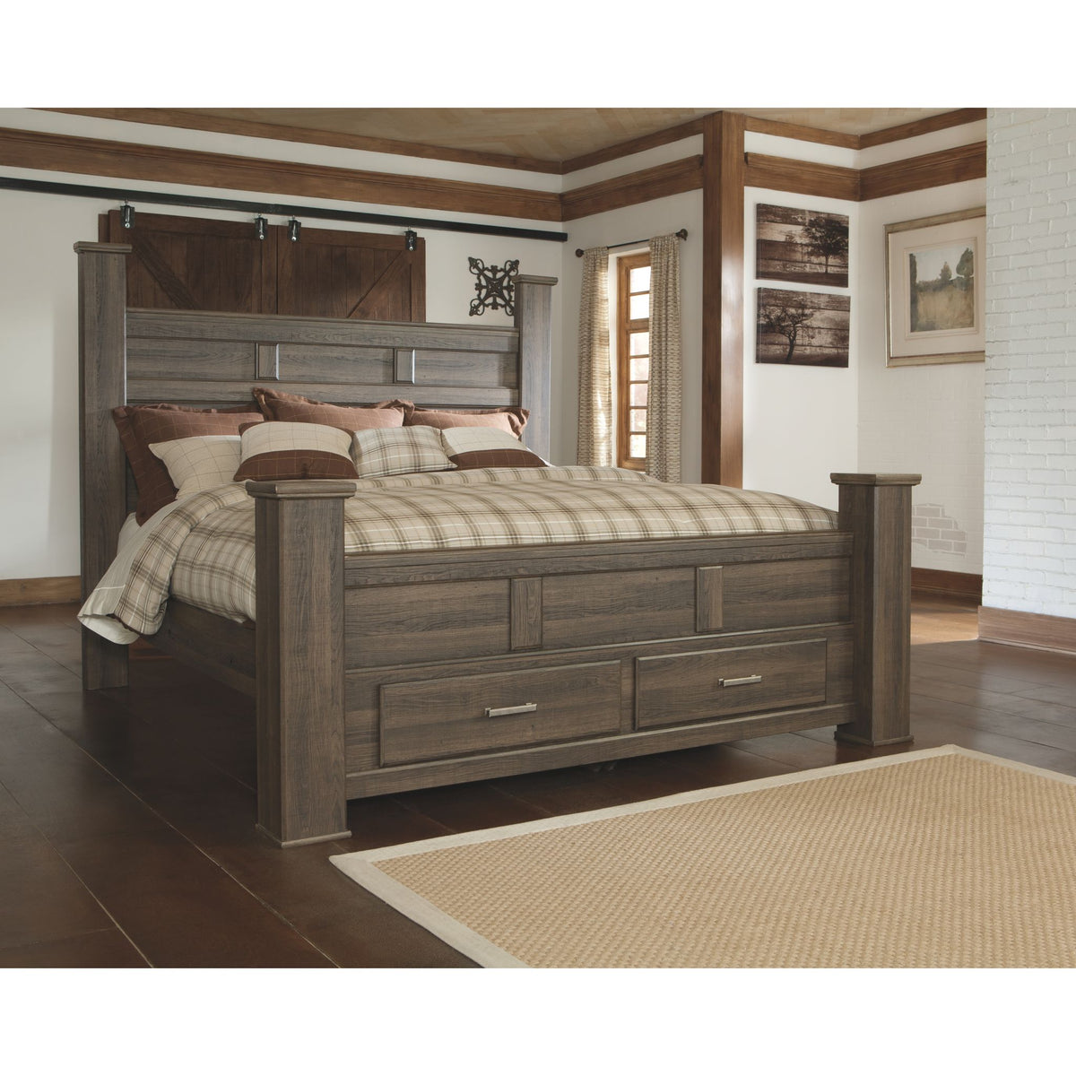 Juararo 3 Piece King Poster Bed - Dark Brown| Dufresne Furniture and ...