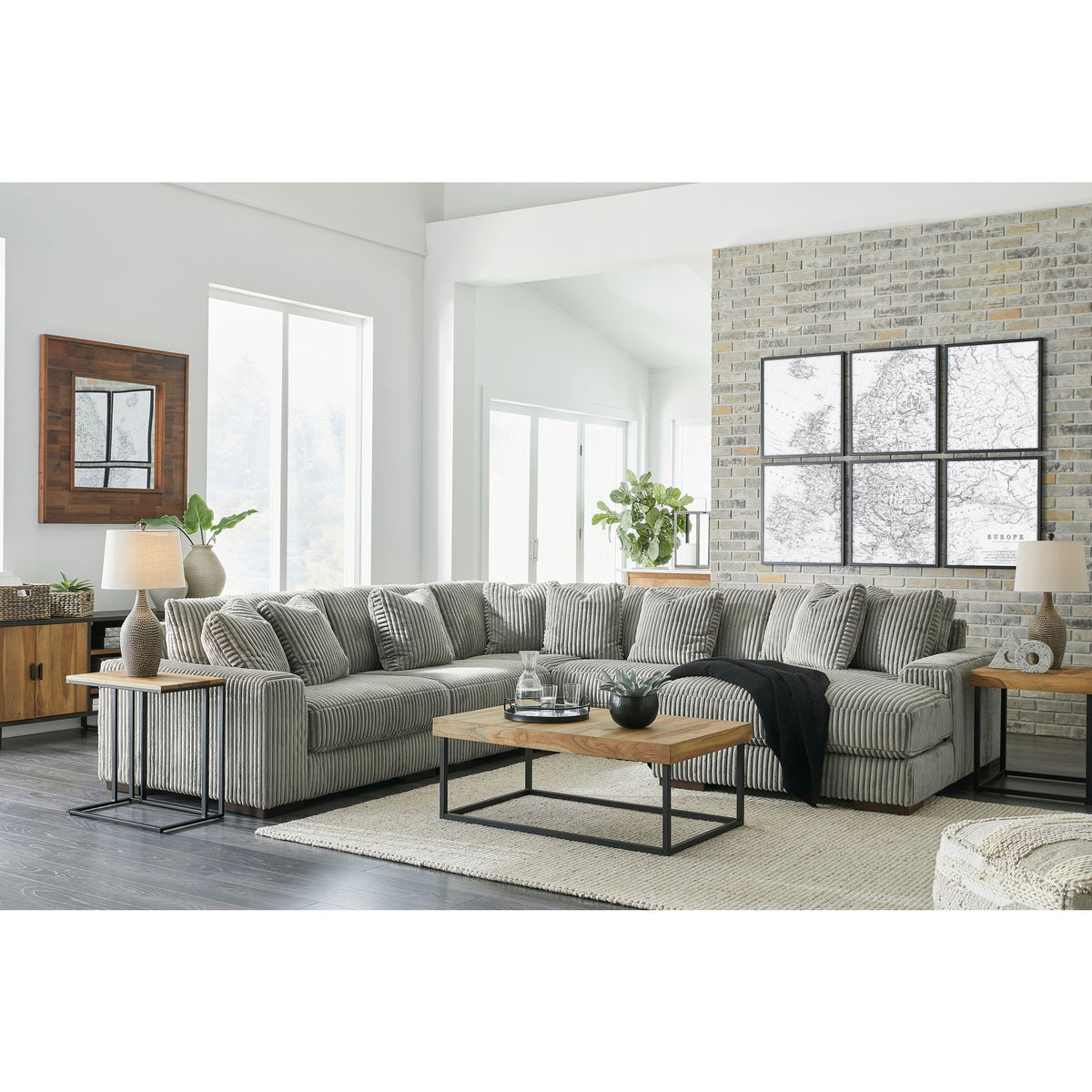 Lindyn 5 Piece Sectional - Fog | Dufresne Furniture And Appliances