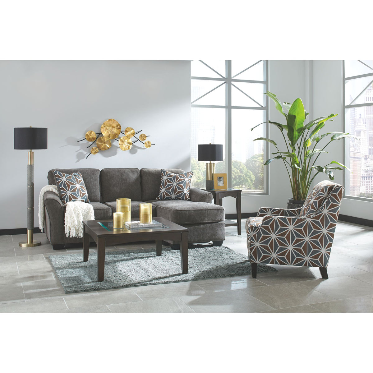 Sofa chaise and store chair set