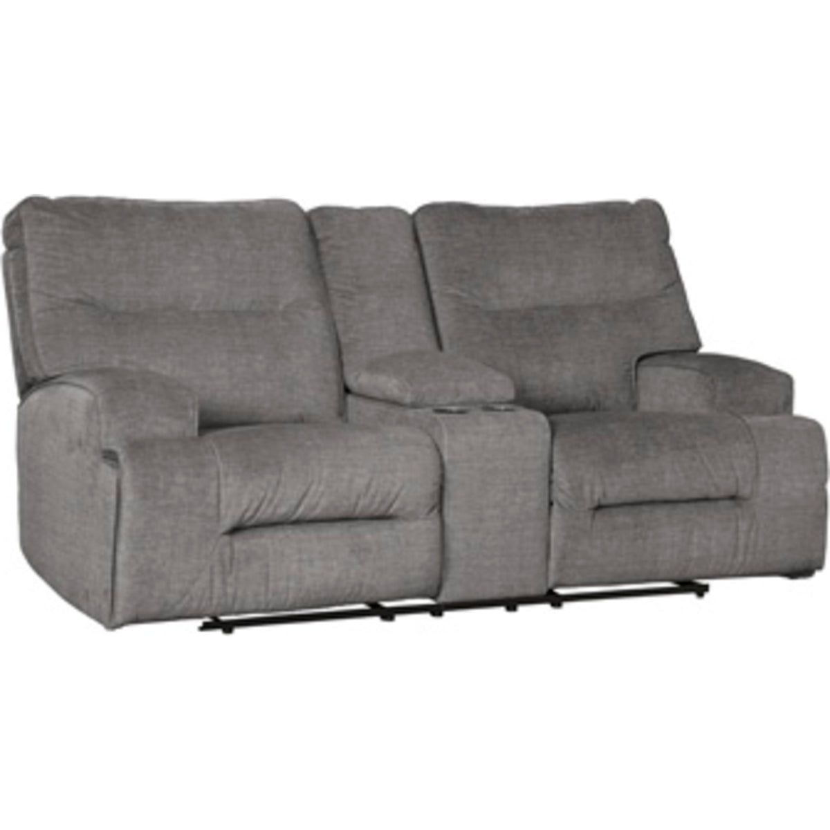 Coombs Reclining Loveseat with Console Charcoal Dufresne Furniture