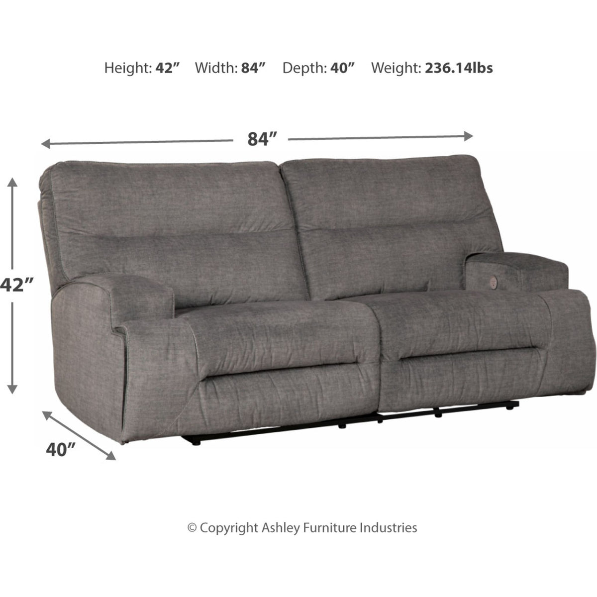 Coombs Power Reclining Sofa Charcoal Dufresne Furniture and Appliances