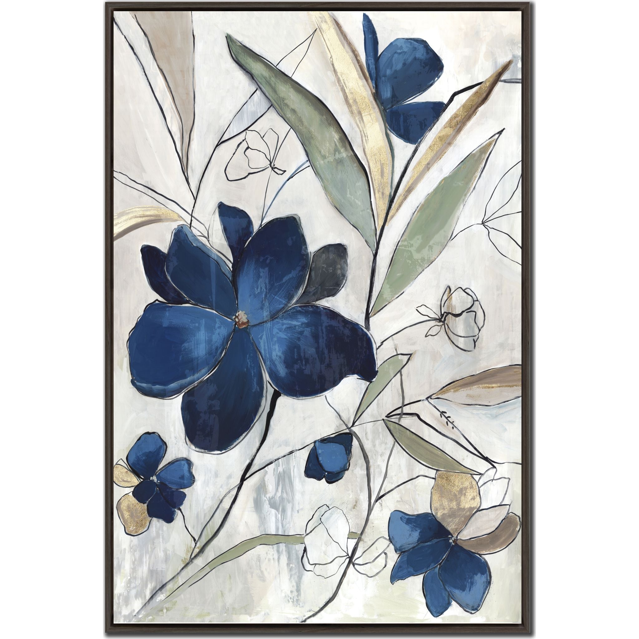 Modern Blue Floral I Canvas 45.00" x 30.00"