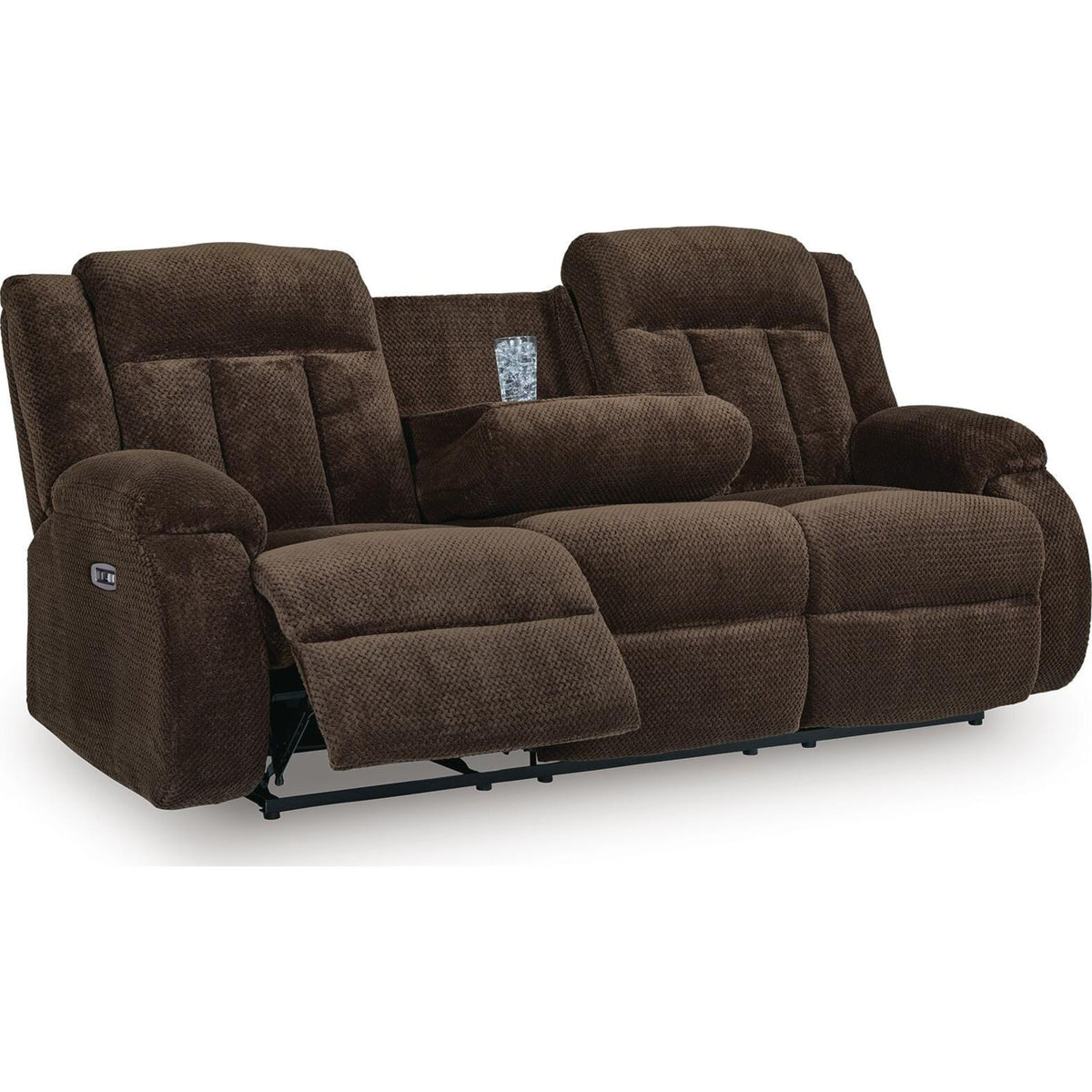 Observation Power Reclining Sofa with Drop Down Table - Chocolate ...