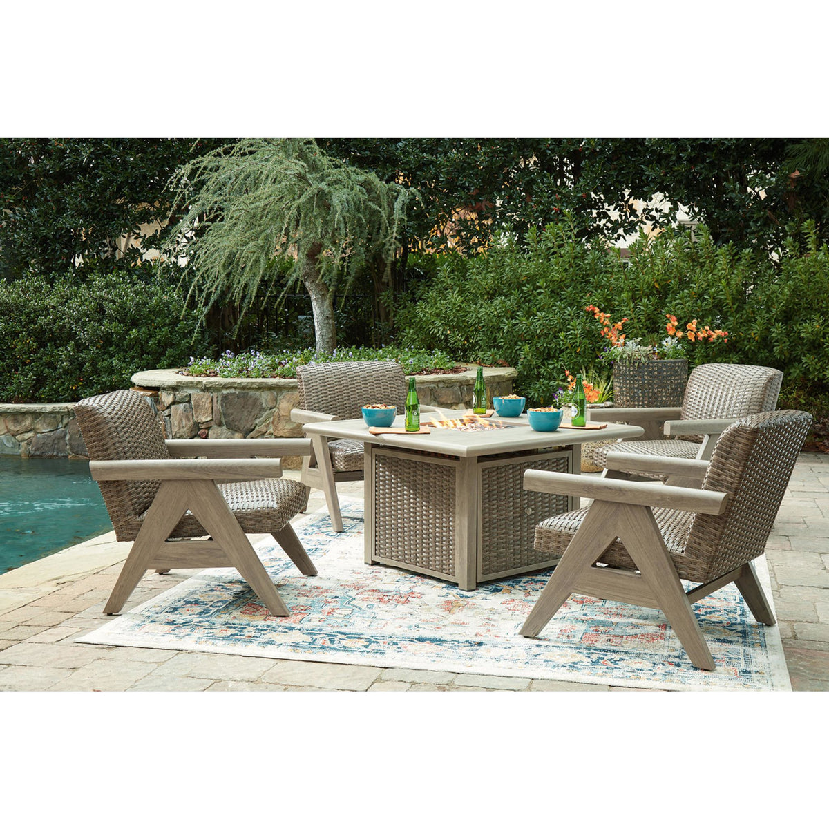 Cliff Trails 5 Piece Outdoor Seating - Beige | Dufresne Furniture and ...