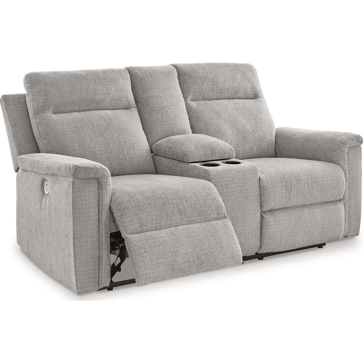 Barnsana Power Reclining Loveseat with Console - Ash | Dufresne ...