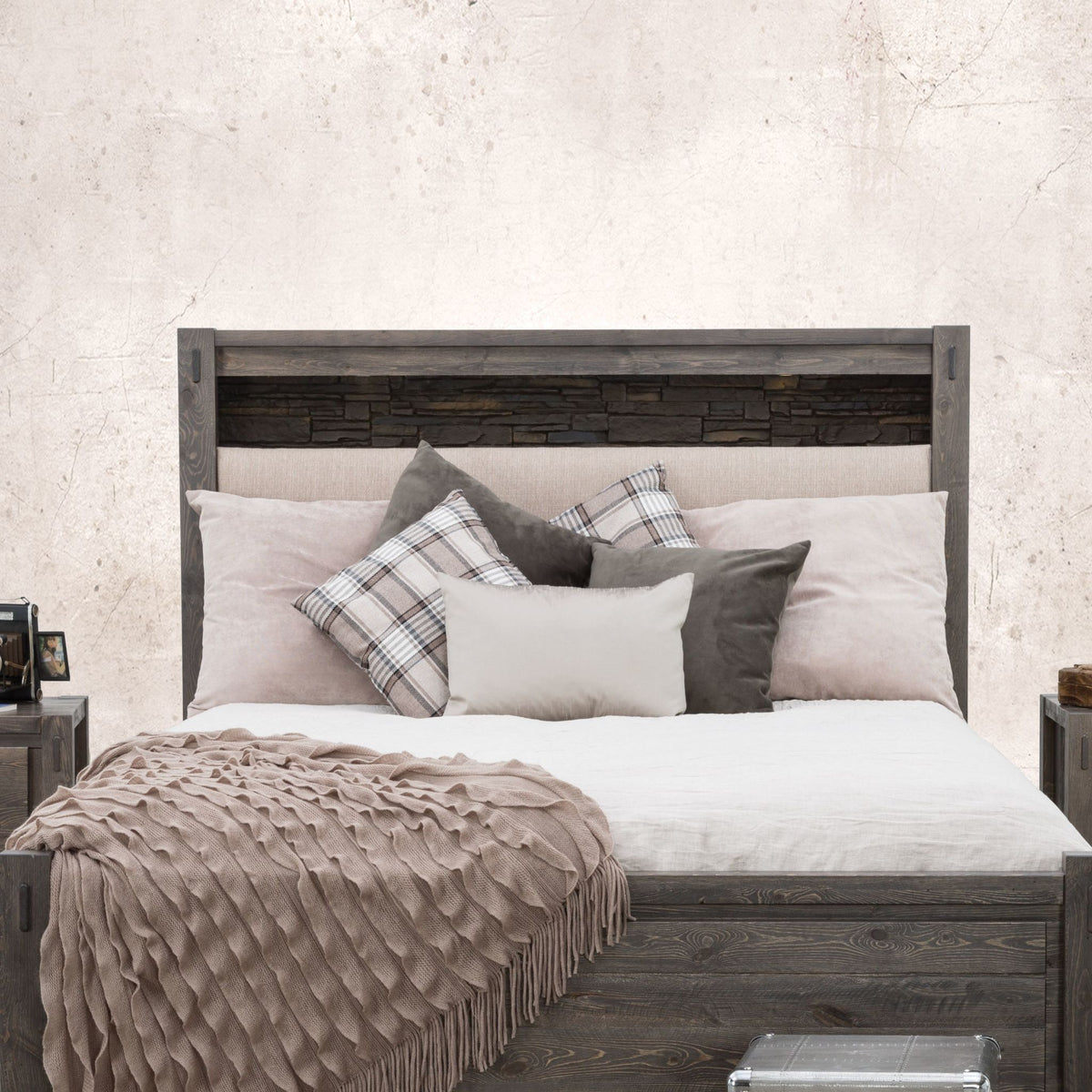 Stockton Queen Upholstered Headboard - Slate | Dufresne Furniture and ...