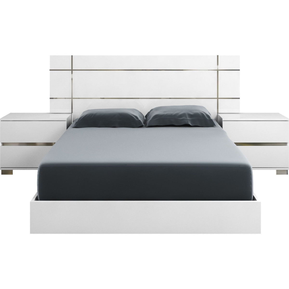 Palermo Queen Wing Bed w/Nightstands Dream White Dufresne Furniture