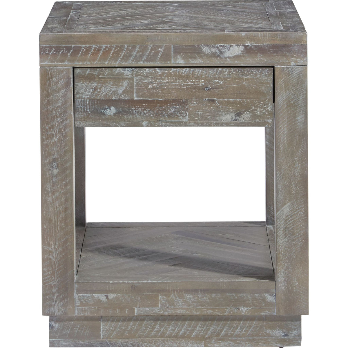 Herringbone End Table Rustic Latte Dufresne Furniture and Appliances