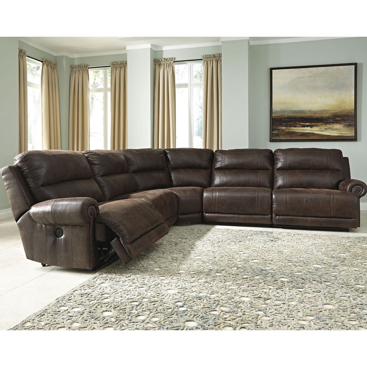 Luttrell 5 Piece Power Reclining Sectional | Dufresne Furniture and ...