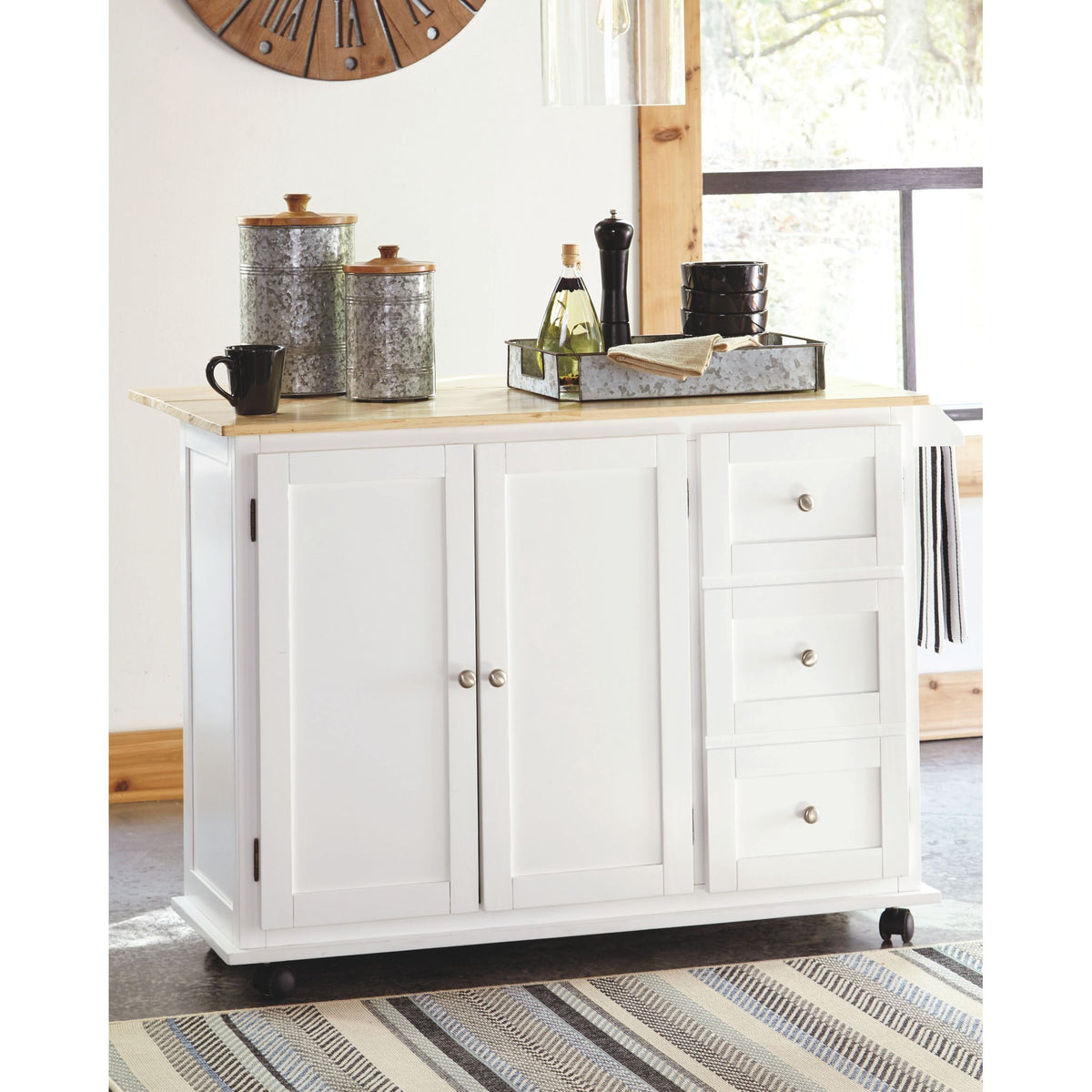Withurst Kitchen Cart White/Light Brown Dufresne Furniture and