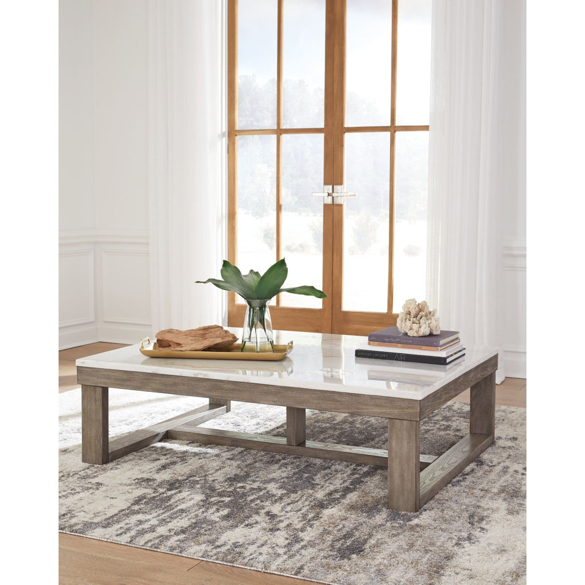 Loyaska Coffee Table Brown/Ivory Dufresne Furniture and Appliances
