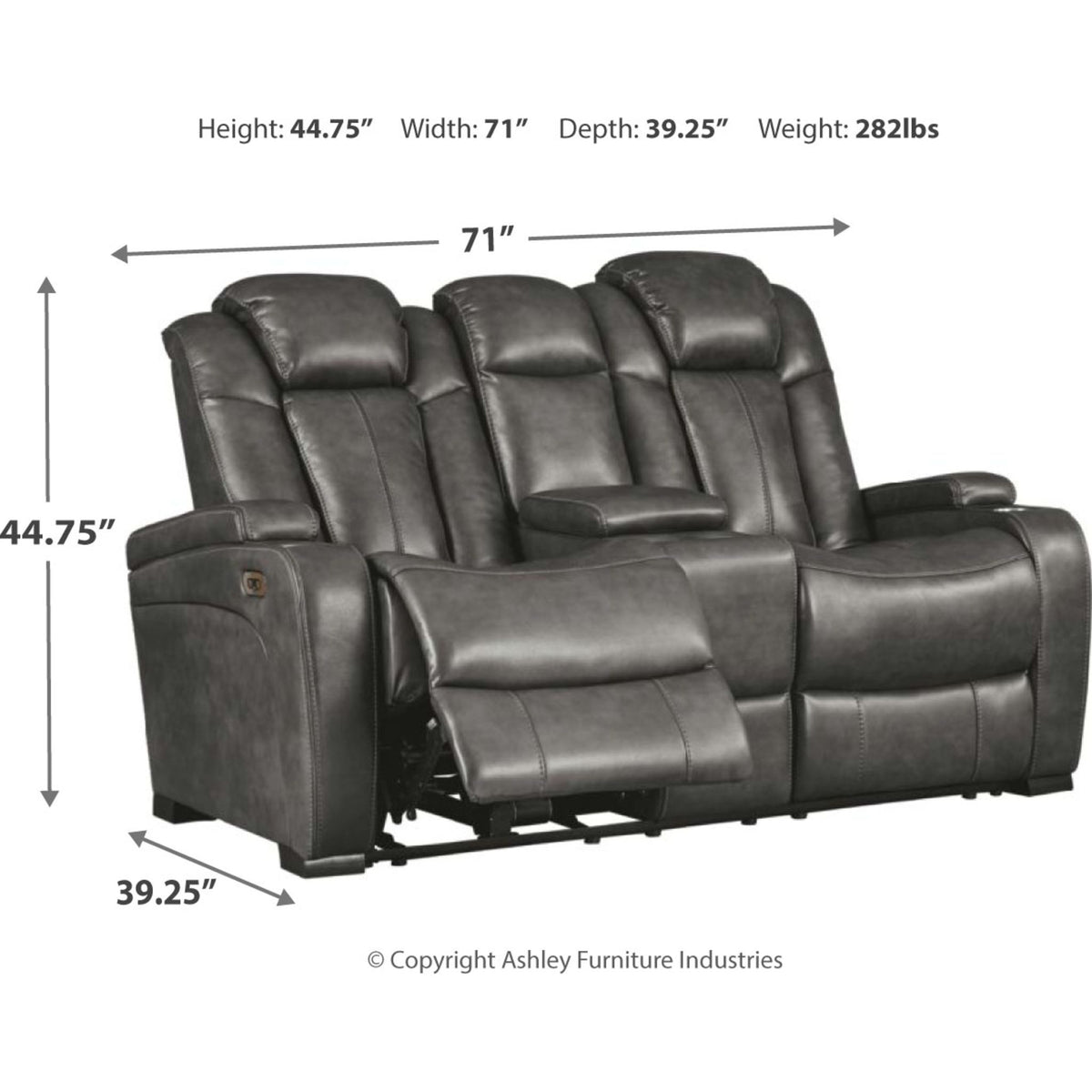 Turbulance Power Reclining Loveseat w/Console - Quarry | Dufresne ...