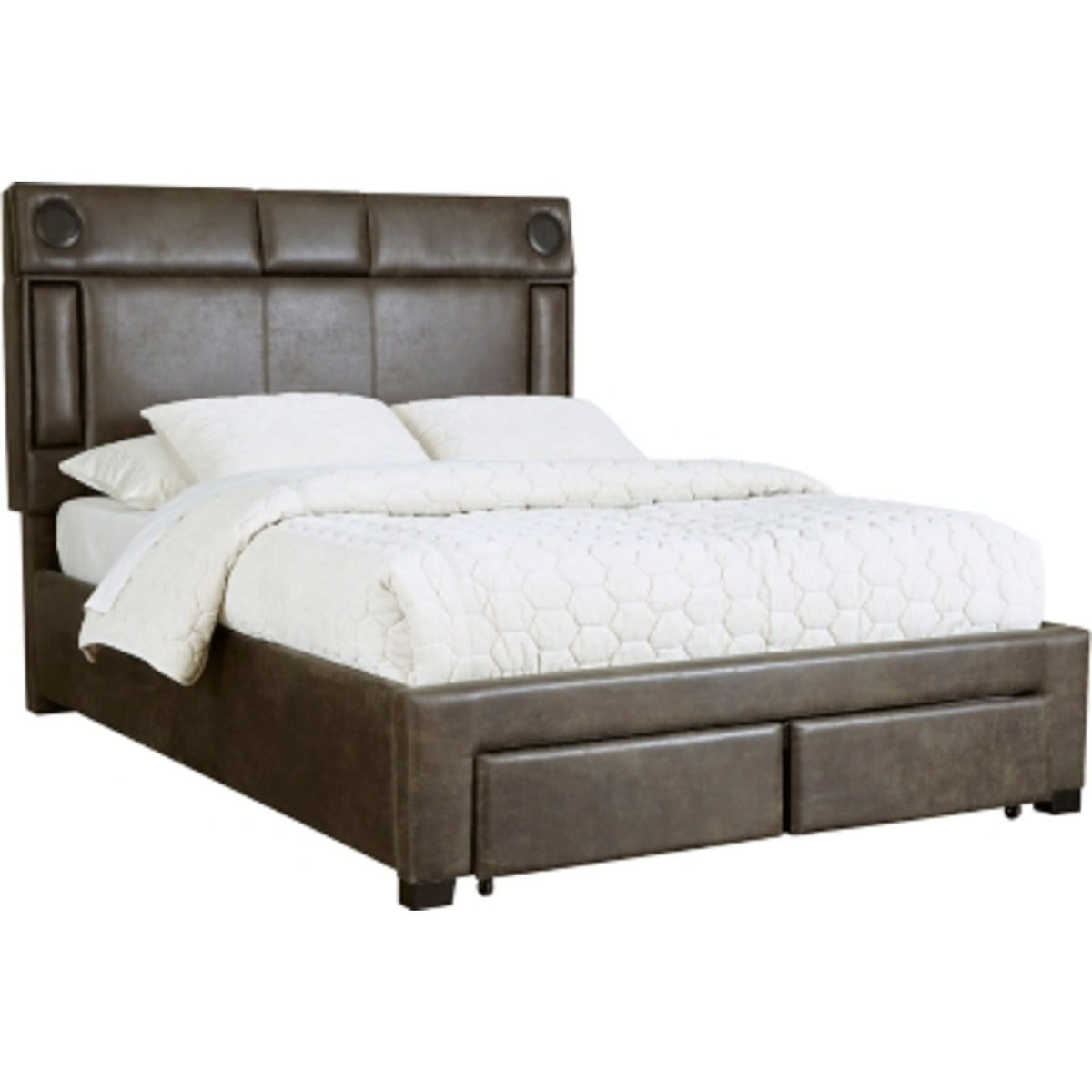 Mirlenz 3 Piece Queen Upholstered Storage Bed Brown Dufresne